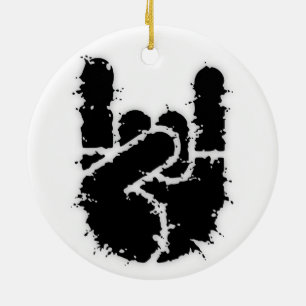 Rock Hand w/Distortion Ceramic Tree Decoration