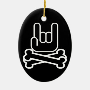 Rock Hand with crossbones Ceramic Tree Decoration