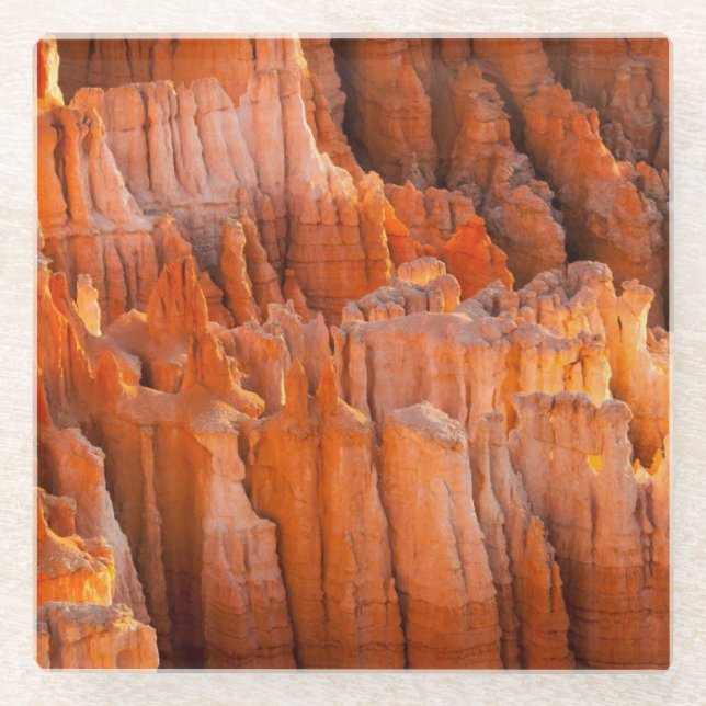 Rock Hoodoos in Morning Light Glass Coaster (Front)