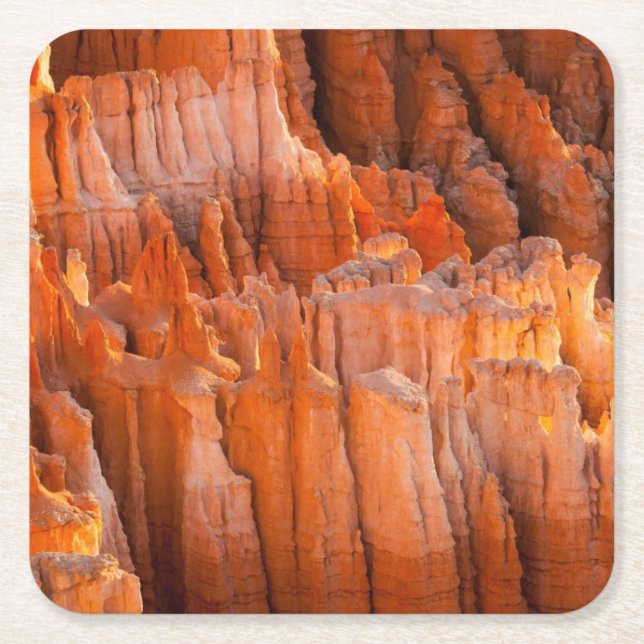 Rock Hoodoos in Morning Light Square Paper Coaster (Front)