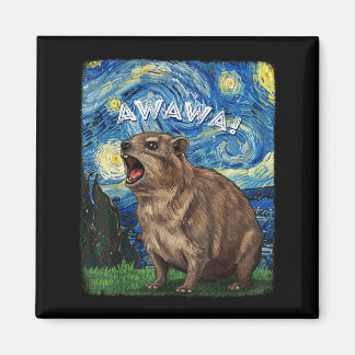 Rock Hyrax Awawa Funny Groundhog Starry Night Van  Magnet