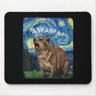 Rock Hyrax Awawa Funny Groundhog Starry Night Van  Mouse Mat