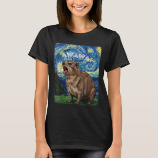 Rock Hyrax Awawa Funny Groundhog Starry Night Van  T-Shirt