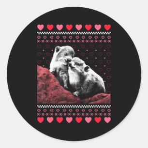 Rock Hyrax Valentine's Day Ugly Sweater Style Classic Round Sticker