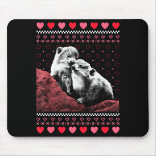 Rock Hyrax Valentine's Day Ugly Sweater Style  Mouse Mat