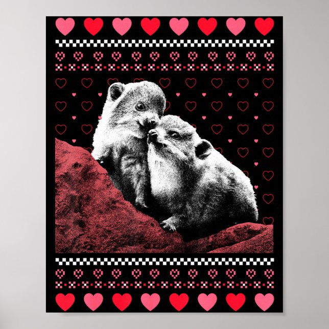 Rock Hyrax Valentine's Day Ugly Sweater Style  Poster (Front)