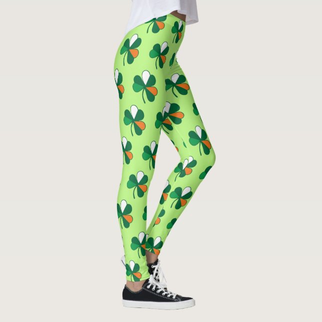 Rock Irish Vibes: Shamrock in Irish Flag Colours  Leggings (Right)