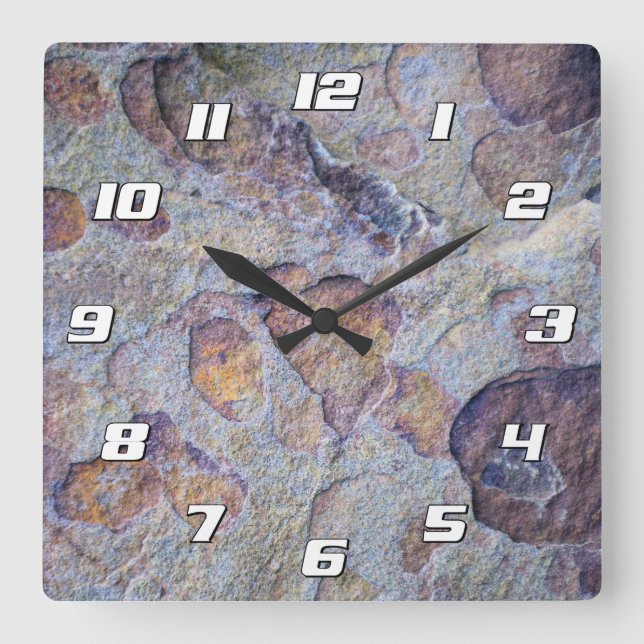 Rock Iron Ore Stone with Numbers Square Wall Clock (Front)