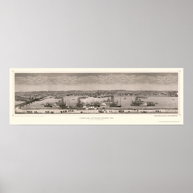 Rock Island, IL Panoramic Map - 1874 Poster (Front)