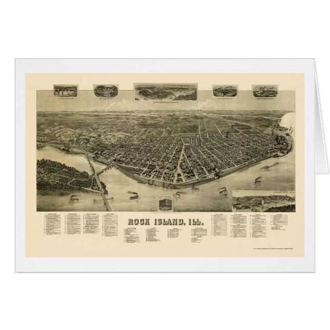 Rock Island, IL Panoramic Map - 1889 (Front Horizontal)