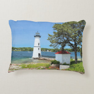 Rock Island Lighthouse, New York Accent Pillow
