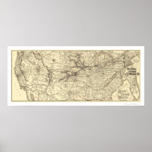 Rock Island Railroad Map 1888 Poster
