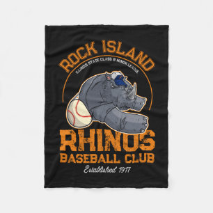 Rock island rhinos retro minor league baseball fleece blanket