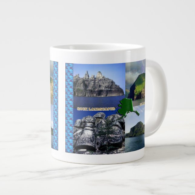 Rock Landscapes of Alaska Collage Large Coffee Mug (Front Right)