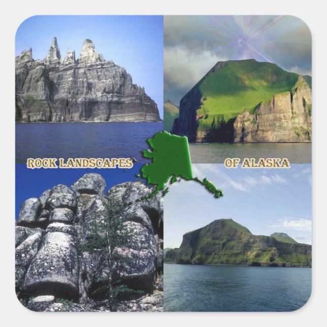 Rock Landscapes of Alaska Collage Square Sticker (Front)