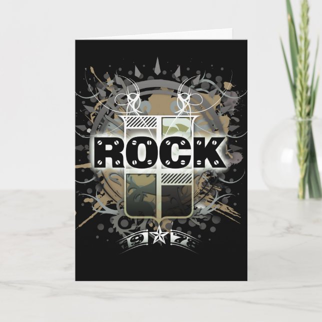 Rock=Life 'Vintage Rock' Greeting Card (Front)