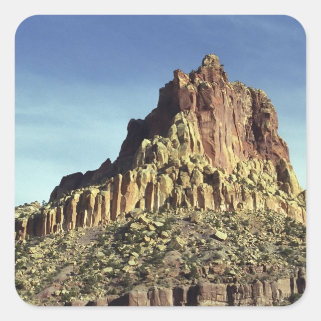 Rock Mountain Summit Desert Landscape Photo Square Sticker (Front)
