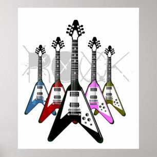 Rock multi colour guitars poster