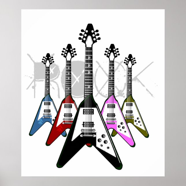 Rock multi colour guitars poster (Front)
