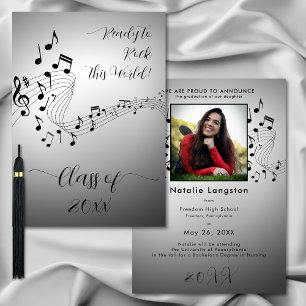 Rock Music Black White Photo Graduate Announcement