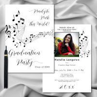 Rock Music Black & White Photo Graduation Party
