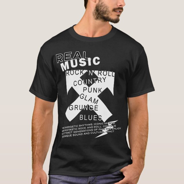 Rock Music | Black & White  T-Shirt (Front)