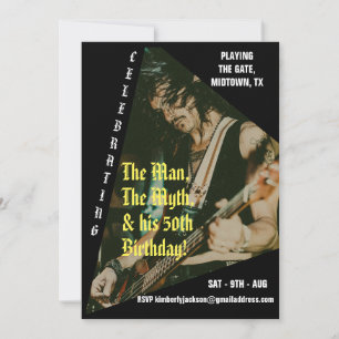 Rock Music Custom Photo 50th Birthday Party Invitation