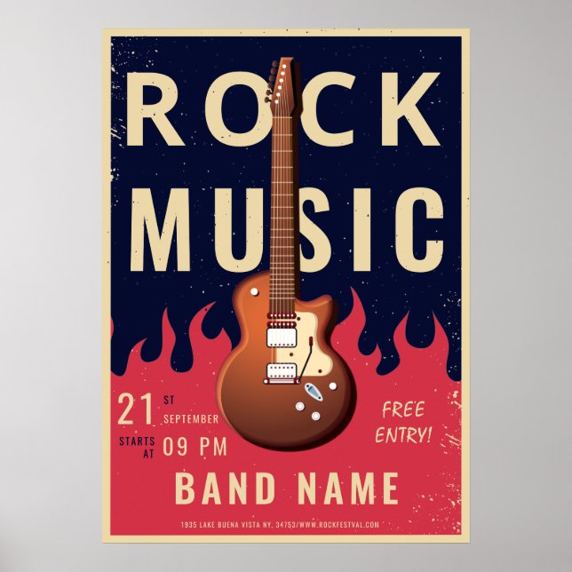 Rock music festival flyer Announcement Poster (Front)