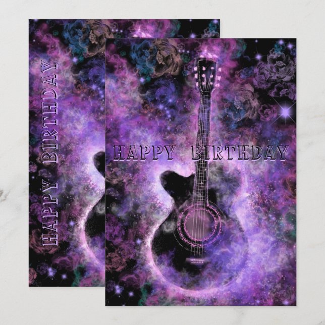Rock Music Guitar Birthday Card (Front/Back)