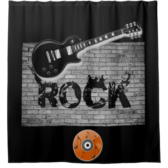 Rock Music guitar black showercurtain Shower Curtain (Front)