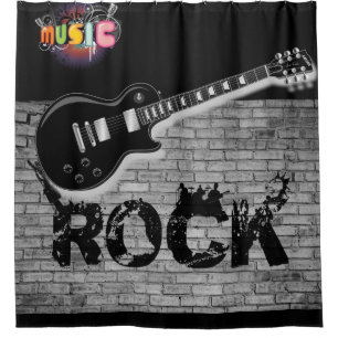 Rock Music guitar black showercurtain Shower Curtain