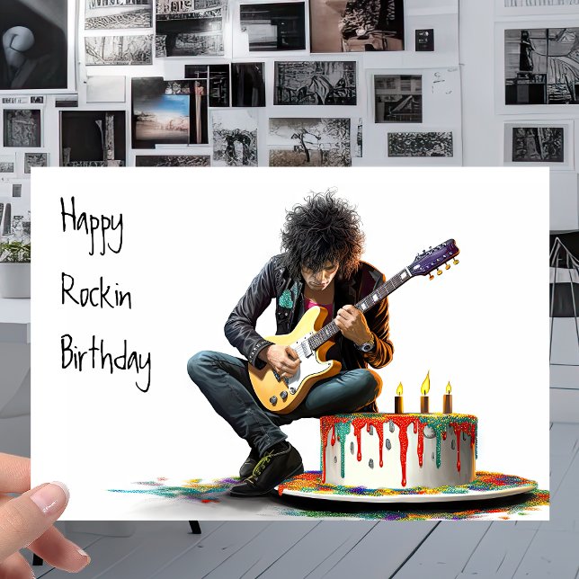 Rock Music Guitarist - Cool Happy Rockin Birthday Card (Creator Uploaded)