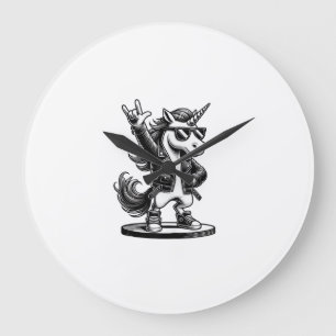 Rock Music & Heavy Metal, Rocker, Funny Unicorn, R Large Clock