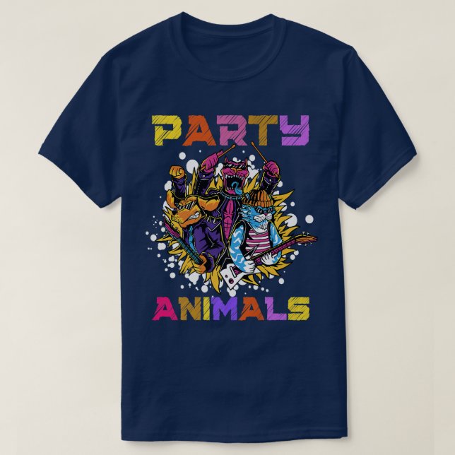 Rock Music Rave Cat Dog Band Party Animal Youth Ca T-Shirt (Design Front)