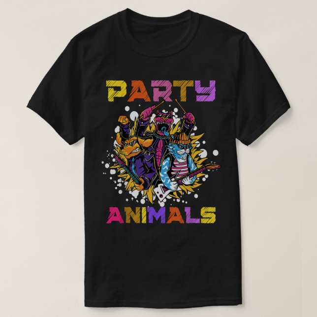 Rock Music Rave Cat Dog Band Party Animal Youth Ca T-Shirt (Design Front)