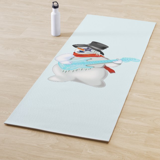 Rock Music Snowman with Guitar Funny Yoga Mat (In Situ)