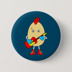 Rock Musician Egghead 6 Cm Round Badge