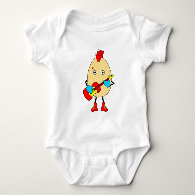 Rock Musician Egghead Baby Bodysuit (Front)