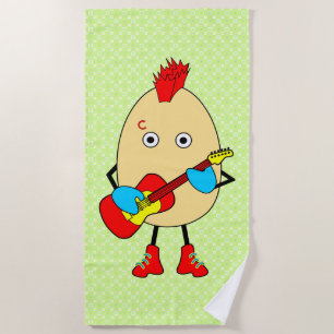Rock Musician Egghead Beach Towel