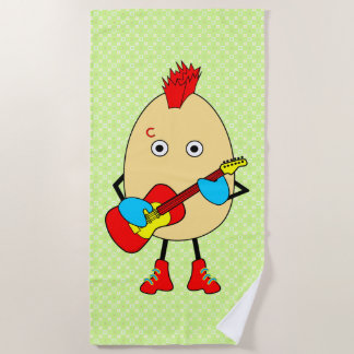 Rock Musician Egghead Beach Towel