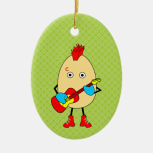 Rock Musician Egghead Ceramic Tree Decoration