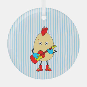 Rock Musician Egghead Glass Tree Decoration