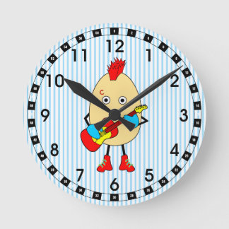 Rock Musician Egghead Round Clock