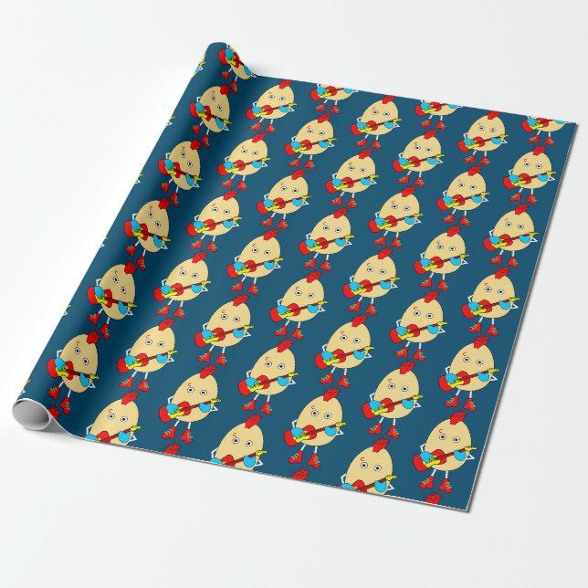 Rock Musician Egghead Wrapping Paper (Unrolled)