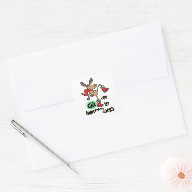 Rock my Christmas socks Square Sticker (Envelope)