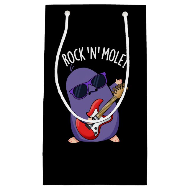 Rock N Mole Funny Animal Pun Dark BG Small Gift Bag (Front)