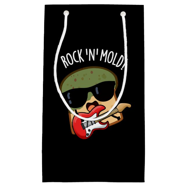 Rock n Mould Funny Bread Pun Dark BG Small Gift Bag (Front)