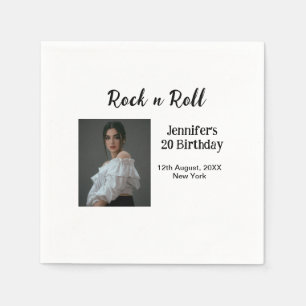 Rock n roll 20th birthday girl photo elegant moder napkin
