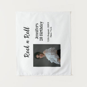 Rock n roll 20th birthday girl photo elegant moder tapestry