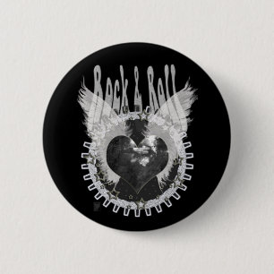 rock n roll 6 cm round badge